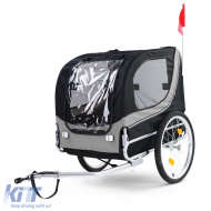 Bicycle trailer dog trailer foldable for pets grey black up to 40kg