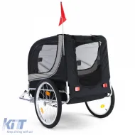 Bicycle trailer dog trailer foldable for pets grey black up to 40kg-image-6326694