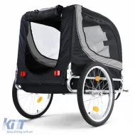 Bicycle trailer dog trailer foldable for pets grey black up to 40kg-image-6326695