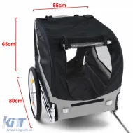 Bicycle trailer dog trailer foldable for pets grey black up to 40kg-image-6326697