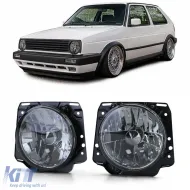 image-35-Black clear glass headlights smoke for VW Golf 2 83-91