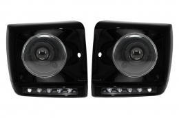image-55-Black Headlights Covers LED DRL suitable for Mercedes G-Class W463 (1989-2012) G65 Design with Headlights Bi-Xenon