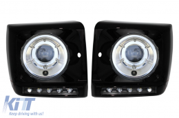 image-56-Black Headlights Covers LED DRL suitable for Mercedes G-Class W463 (1989-2012) G65 Design with Headlights Bi-Xenon