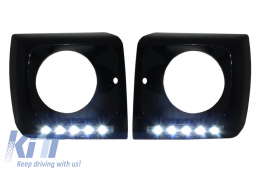 Black Headlights Covers with LED DRL Black Daytime Running Lights suitable for Mercedes G-Class W463 (1989-2012) G65 Design-image-6019498