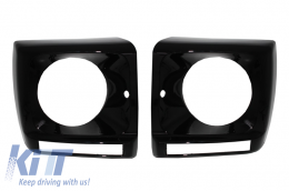 Black Headlights Covers with LED DRL Chrome Daytime Running Lights suitable for Mercedes G-Class W463 (1989-up) G65 Design Black-image-6019484