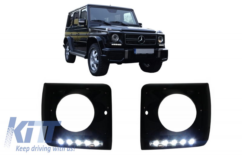 LED DRL Daylight Headlights Cover For Mercedes Benz G-Class G55 G63 W463 Black #197