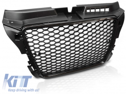 Black lacquer grille suitable for Audi A3, S3 8P hatchback, cabrio, Sportback 2008-2012 for standard and S-line bumper
