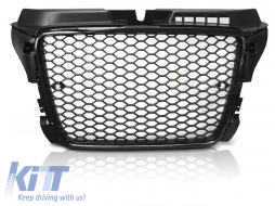 Black lacquer grille suitable for Audi A3, S3 8P hatchback, cabrio, Sportback 2008-2012 for standard and S-line bumper-image-6236846