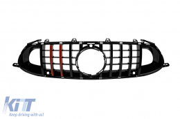 Black lacquer grille type Brabus with red lines suitable for Mercedes A Design GT 4 Door Coupe X290 after 2019 - ABMEGR6007746
