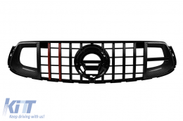 Black lacquer grille type Brabus with red lines suitable for Mercedes GLC X253, GLC Coupe C253 2020-2022 - ABMEGR6009973