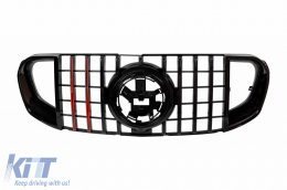 Black lacquer grille type Brabus with red lines suitable for Mercedes GLS X167 2020-2023 - ABGM6027356