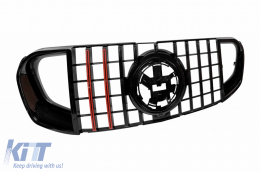 Black lacquer grille type Brabus with red lines suitable for Mercedes GLS X167 2020-2023-image-6264940