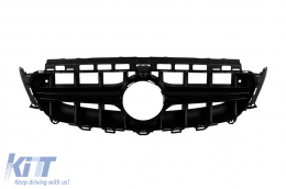 Black lacquer grille type E63 A Design suitable for Mercedes E-Class W213 sedan, S213 estate, C238 coupe, A238 convertible 2016-2019 with opening for camera - ABMEGR6009151