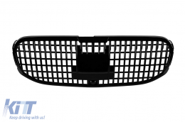 Black lacquer grille type Maybach suitable for Mercedes GLS X167 after 2021 for the model with Distronic - ABMEGR6009215