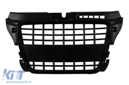 image-8-Black lacquer grille type S3 suitable for Audi A3 hatchback, Sportback, convertible 2009-2012 without parking sensor holes