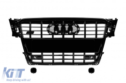 Black lacquer grille type S4 suitable for Audi A4 2007-2011 for the model equipped with standard front bumper, with emblem base, with openings for parking sensors - ABAUGR6007363