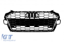 Black lacquer grille type S4 suitable for Audi A4 B9.5 2020-2024 - ABAUGR6007432