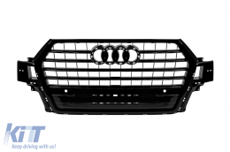 Black lacquer grille type SQ7 suitable for Audi Q7 2015-2019 with openings for parking sensors - ABAUGR6007380
