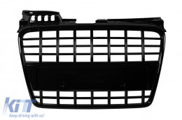 Black lacquer grille without emblem type S4 suitable for Audi A4 B7 sedan, wagon 2004-2007 without parking sensor holes, for standard front bumper - ABAUGR6007146