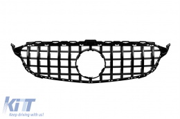 image-47-Black lacquer GT-R type grille suitable for Mercedes C-Class W205 sedan, S205 estate, C205 coupe 2014-2018 without camera opening