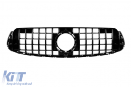 Black lacquer GT type grille suitable for front A Design bumper of Mercedes GLC SUV X253, GLC Coupe C253 2019-2022 with camera opening - ABMEGR6009340