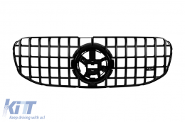Black lacquer GT type grille suitable for Mercedes GLS X167 2020-2023 with camera opening - ABMEGR6009138