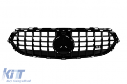 Black lacquer GT type grille suitable for Mercedes E-Class W213, S213 estate, C238 coupe, A238 convertible after 2020 with opening for camera for standard bumper - ABMEGR6009182