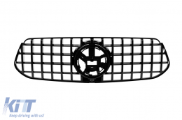 Black lacquer GT type grille suitable for Mercedes GLE SUV W167, GLE Coupe C167 after 2023, with opening for camera - ABMEGR6009286