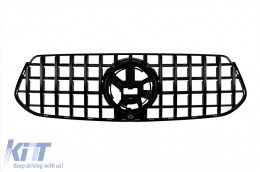 Black lacquer GT type grille suitable for Mercedes GLE W167, GLE Coupe C167 2019-2022 with camera opening, for the model equipped with A Design front bumper - ABGM6027389