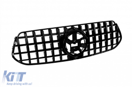 Black lacquer GT type grille suitable for Mercedes GLE W167, GLE Coupe C167 2019-2022 with camera opening, for the model equipped with A Design front bumper-image-6265555
