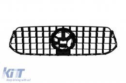 Black lacquer GT type grille suitable for Mercedes GLE W167, GLE Coupe C167 2019-2022 with camera opening, for the model equipped with A Design front bumper-image-6265556