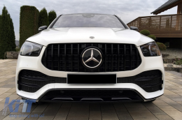 Black lacquer GT type grille suitable for Mercedes GLE W167, GLE Coupe C167 2019-2022 with camera opening, for the model equipped with A Design front bumper-image-6265559