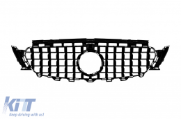 Black lacquer GT type grille suitable for Mercedes E-Class W213 sedan, S213 estate, C238 coupe, A238 convertible 2016-2019 with camera opening-image-6265562