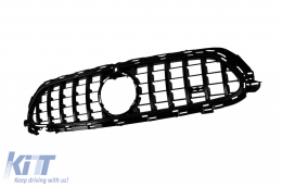 Black lacquer GT type grille suitable for Mercedes E-Class W213 sedan, S213 estate, C238 coupe, A238 cabrio A Design Sport line & Avantgarde, E53 A Design after 2020 with opening for camera-image-6265569