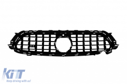 Black lacquer GT type grille suitable for Mercedes E-Class W213 sedan, S213 estate, C238 coupe, A238 cabrio A Design Sport line & Avantgarde, E53 A Design after 2020 with opening for camera-image-6265570