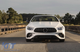 Black lacquer GT type grille suitable for Mercedes E-Class W213 sedan, S213 estate, C238 coupe, A238 cabrio A Design Sport line & Avantgarde, E53 A Design after 2020 with opening for camera-image-6265572