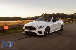 Black lacquer GT type grille suitable for Mercedes E-Class W213 sedan, S213 estate, C238 coupe, A238 cabrio A Design Sport line & Avantgarde, E53 A Design after 2020 with opening for camera-image-6265574