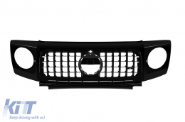 Black lacquer GT type grille with headlight covers suitable for Mercedes G-Class W464 2018-2024 - ABMEGR6009242