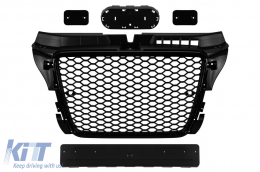 image-11-Black lacquer RS type grille suitable for Audi A3 hatchback, Sportback, convertible 2009-2012 with parking sensor openings
