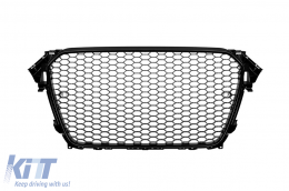 image-13-Black lacquer RS type grille suitable for Audi A4 B8 sedan, wagon after 2013 with emblem base, PDC holders, and license plate panel