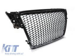 Black lacquer RS type grille suitable for Audi A4 B8 sedan, wagon 2008-2011 - ABAUGR6009049