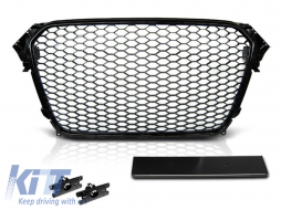 Black lacquer RS type grille suitable for Audi A4 B8 sedan, wagon 2011-2015 with parking sensor openings - ABAUGR6009057
