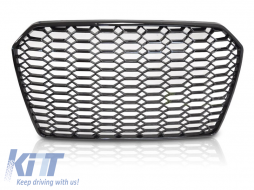 Black lacquer RS type grille suitable for Audi A6 C7 sedan, wagon 2014-2018 for standard and S-line bumper-image-6236841