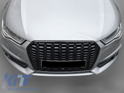 Black lacquer RS type grille suitable for Audi A6 C7 sedan, wagon 2014-2018 for standard and S-line bumper-image-6236844
