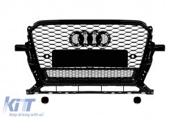 image-57-Black lacquer RS type grille suitable for Audi Q5 2012-2015, with openings for parking sensors