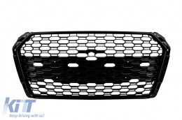 Black lacquer RS4 type grille suitable for Audi A4 B9 sedan, wagon 2015-2019 without parking sensor holes - ABAUGR6009071