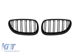 image-1-Black matte M5 type kidney grilles suitable for BMW 5 Series E60 sedan, E61 touring 2004-2010