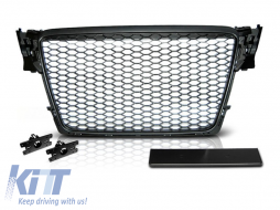 image-29-Black matte RS type grille suitable for Audi A4 B8 sedan, wagon 2008-2011
