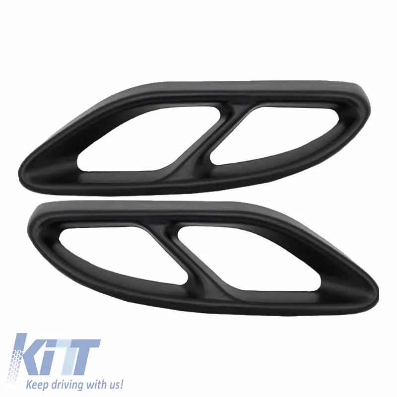 Black Muffler Tips Covers suitable for Mercedes-Benz C-Class W205 S65 E65 GLE W166 X166 GLC W253 Sport Design