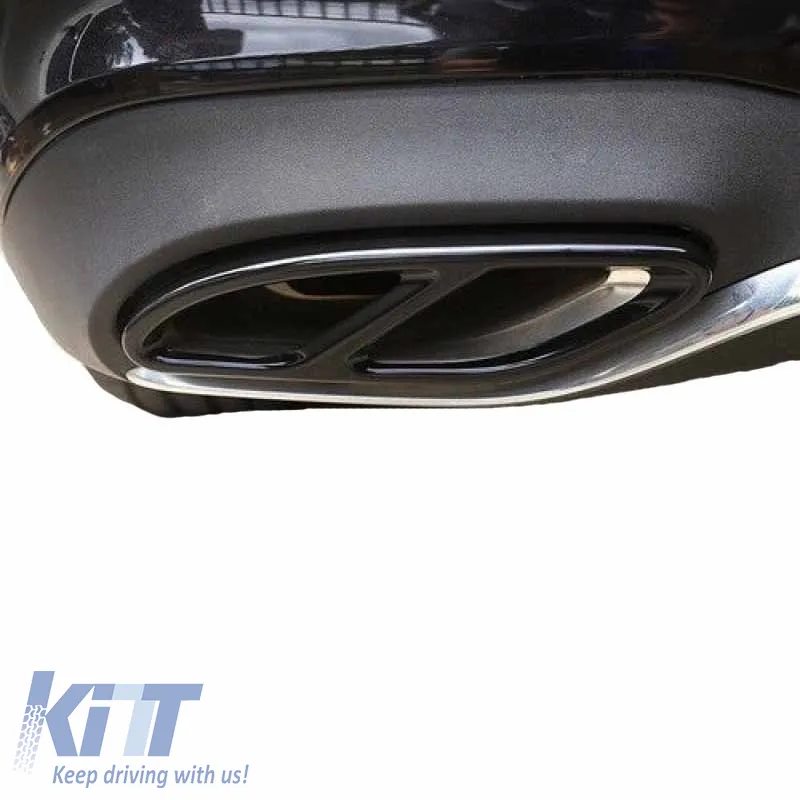 Black Muffler Tips Covers suitable for Mercedes-Benz C-Class W205 S65 E65 GLE W166 X166 GLC W253 Sport Design